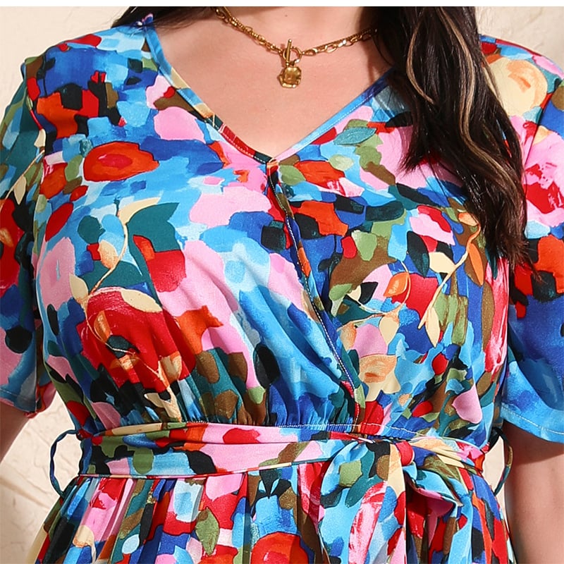 Plus Size boho Floral Dress