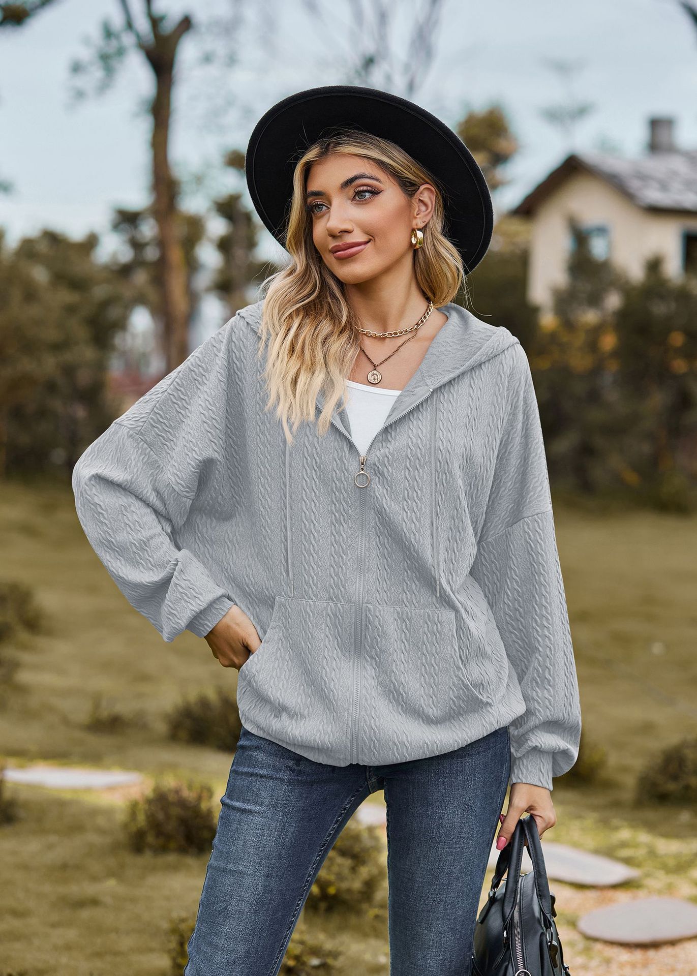 bohemian Pocket Long Sleeve Sweater