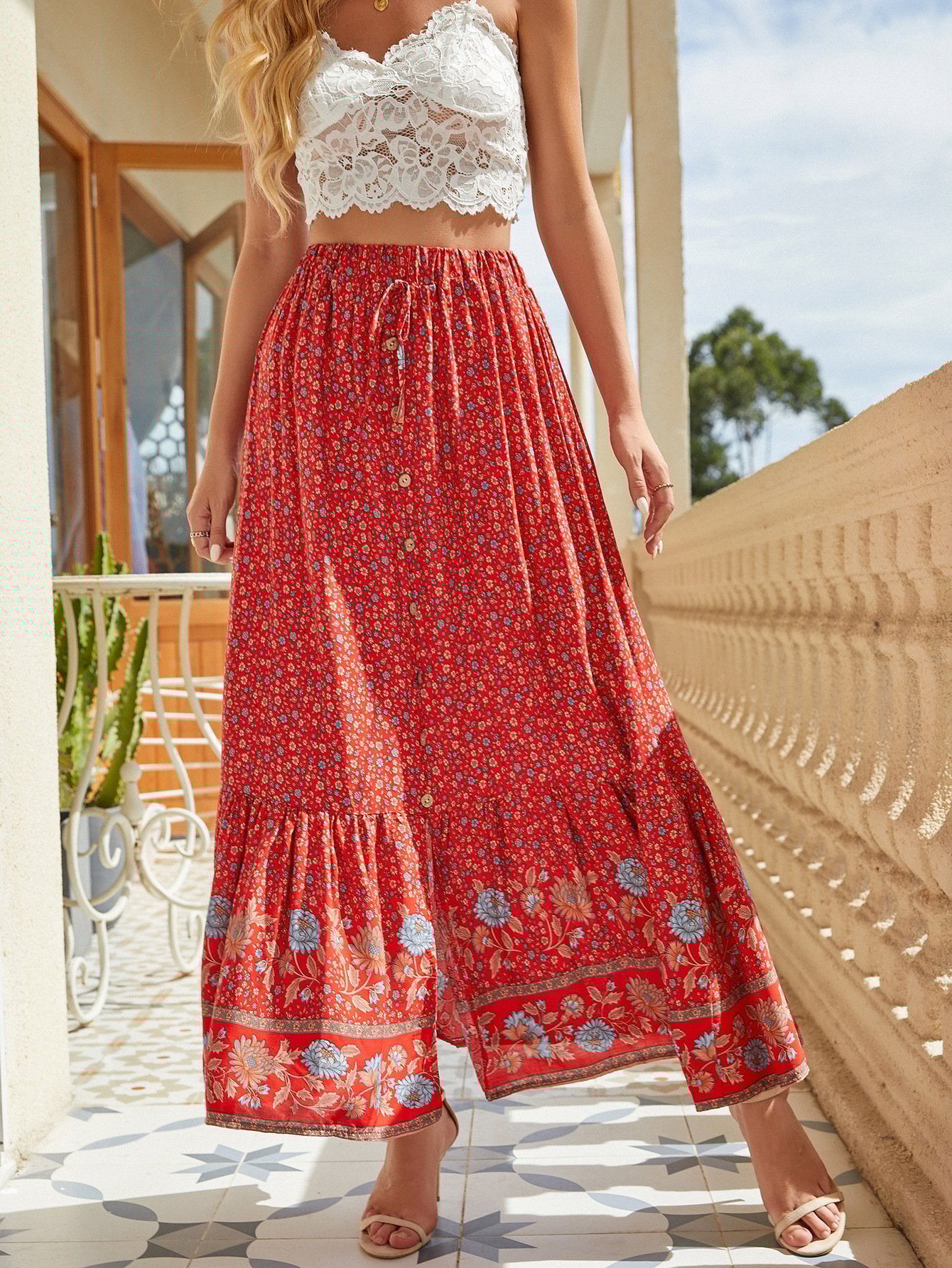 hippie Printed Maxi Skirt