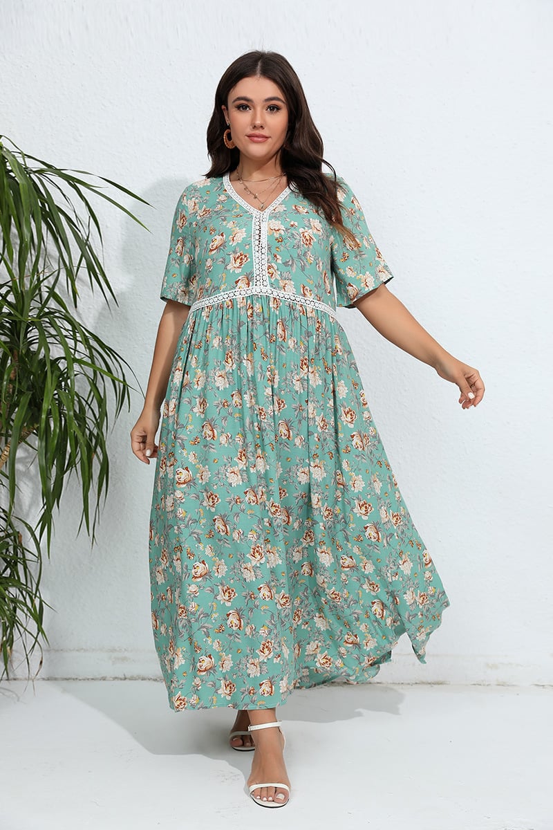 Plus Size hippie Floral Dress