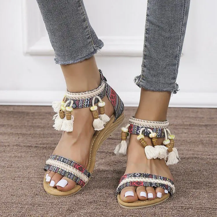 Colorful vintage Sandals with Tassels