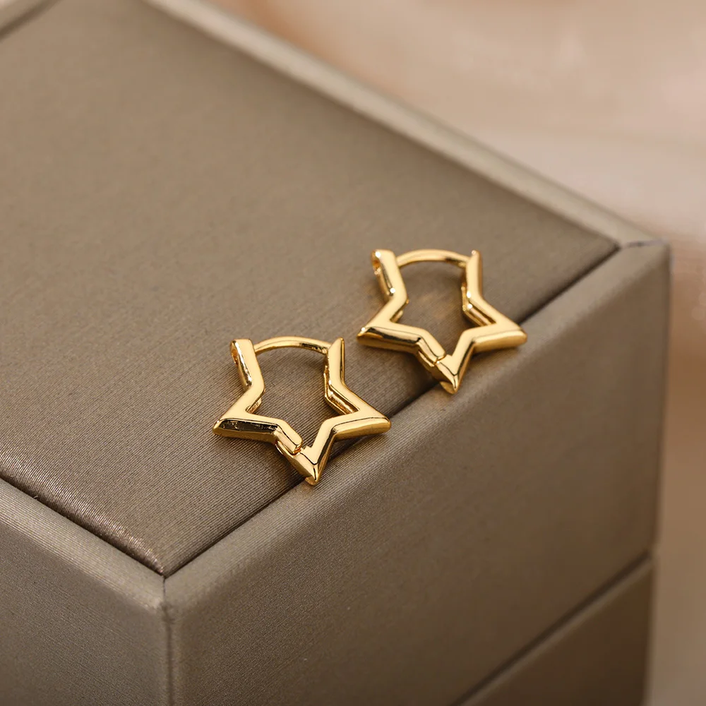 bohemian Gold Star Hoop Earrings