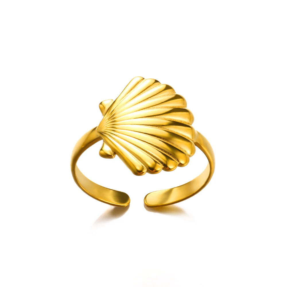 bohemian Shell Ring Gold Shine