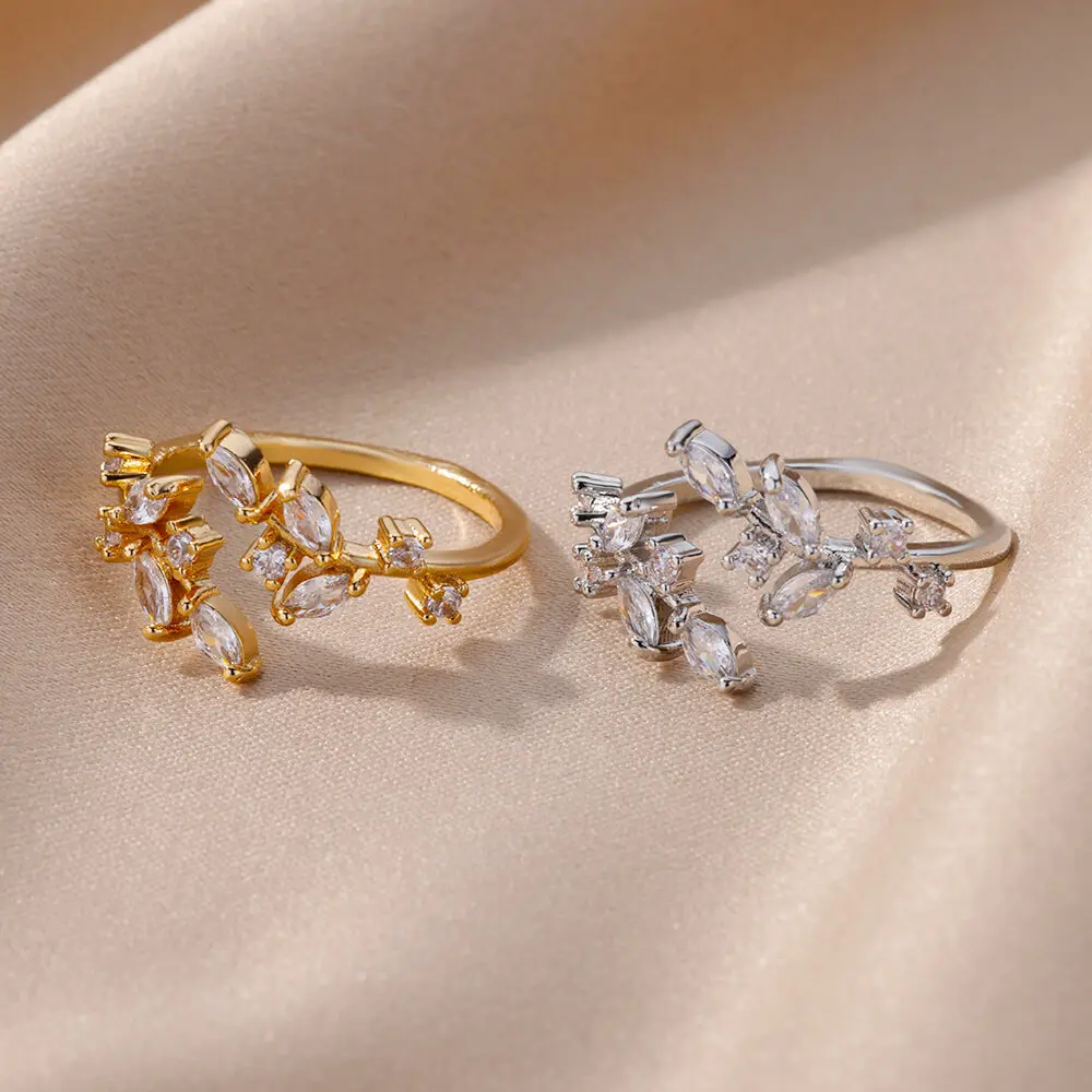 boho Leaf Ring Gold Stainless