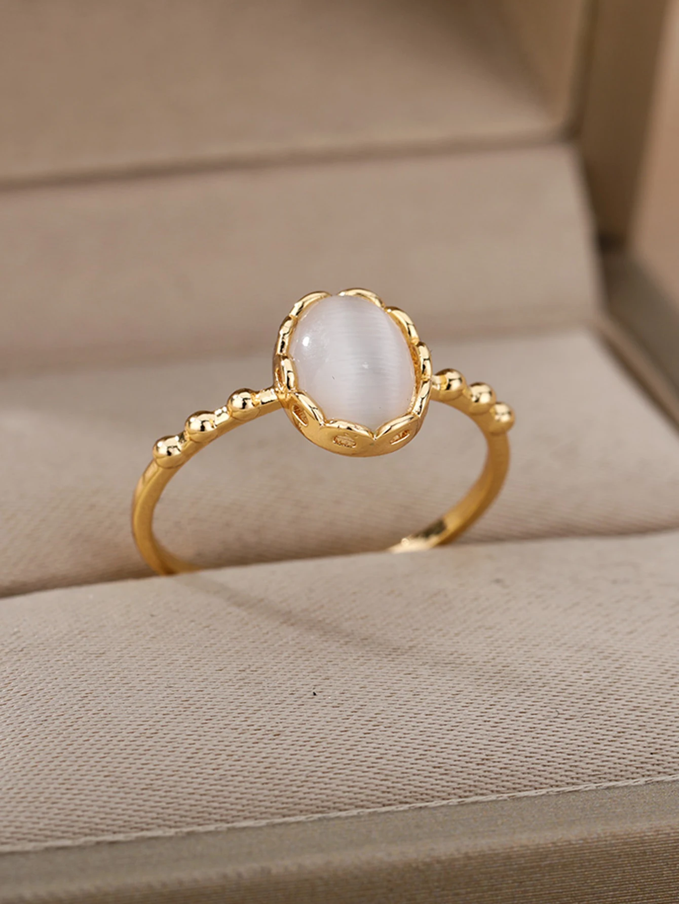 vintage Opal Stainless Steel Ring