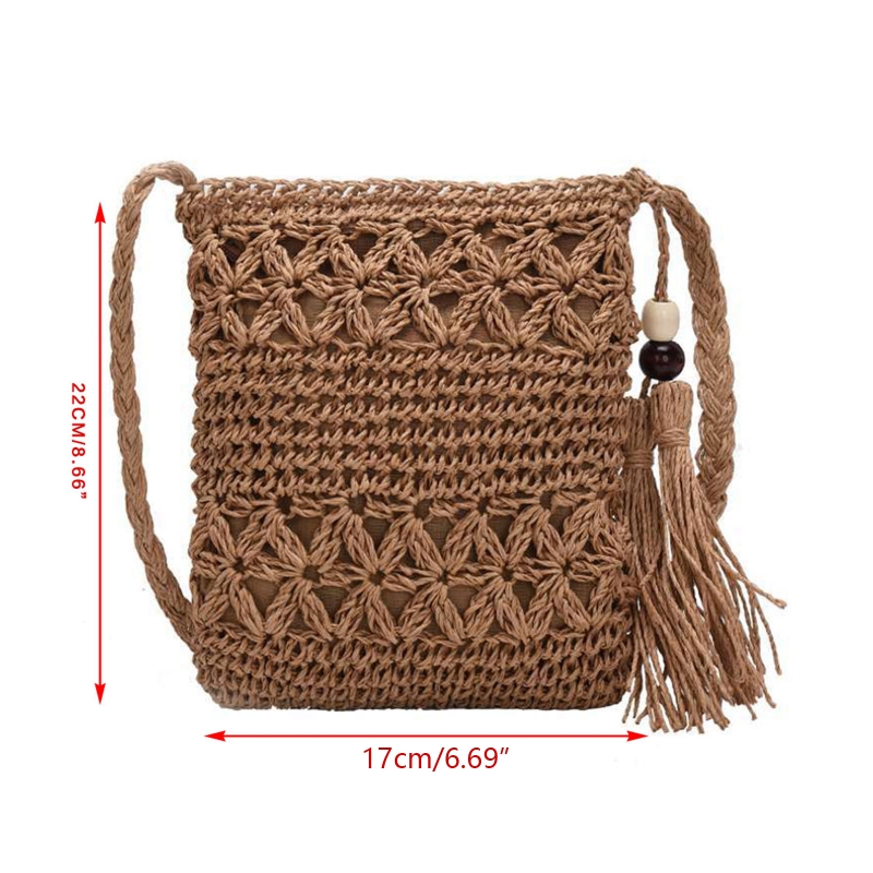 bohemian Woven Straw Messenger Bag