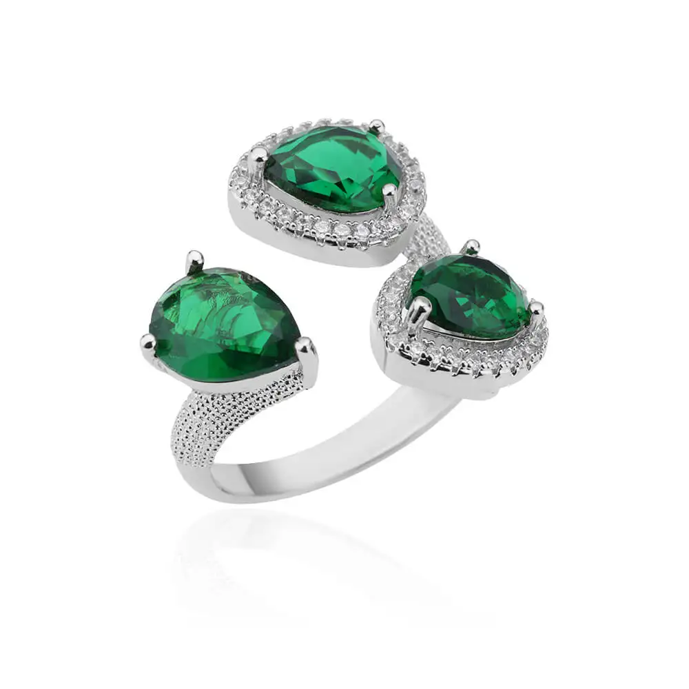 vintage Waterdrop Green Zircon Ring