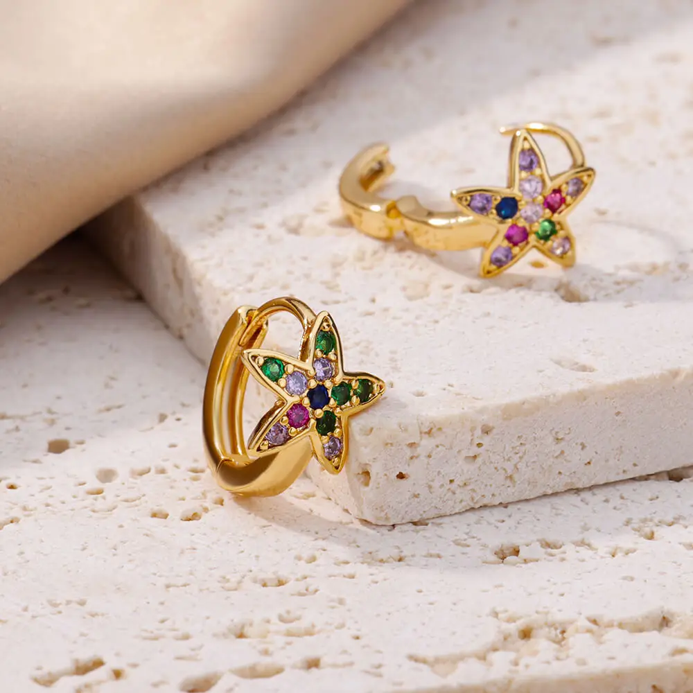 boho Gold Star Hoop Earrings