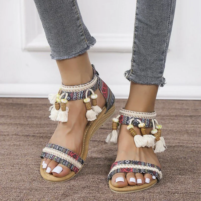 Colorful vintage Sandals with Tassels