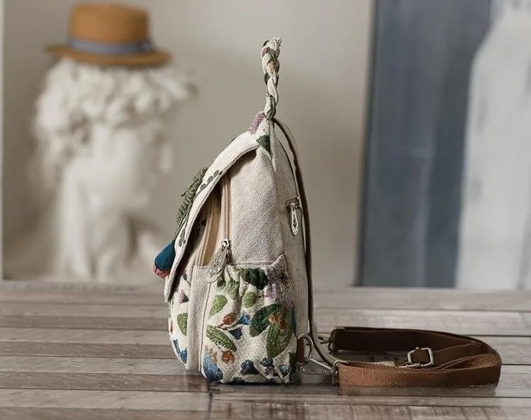 boho Backpack Floral Canvas Design