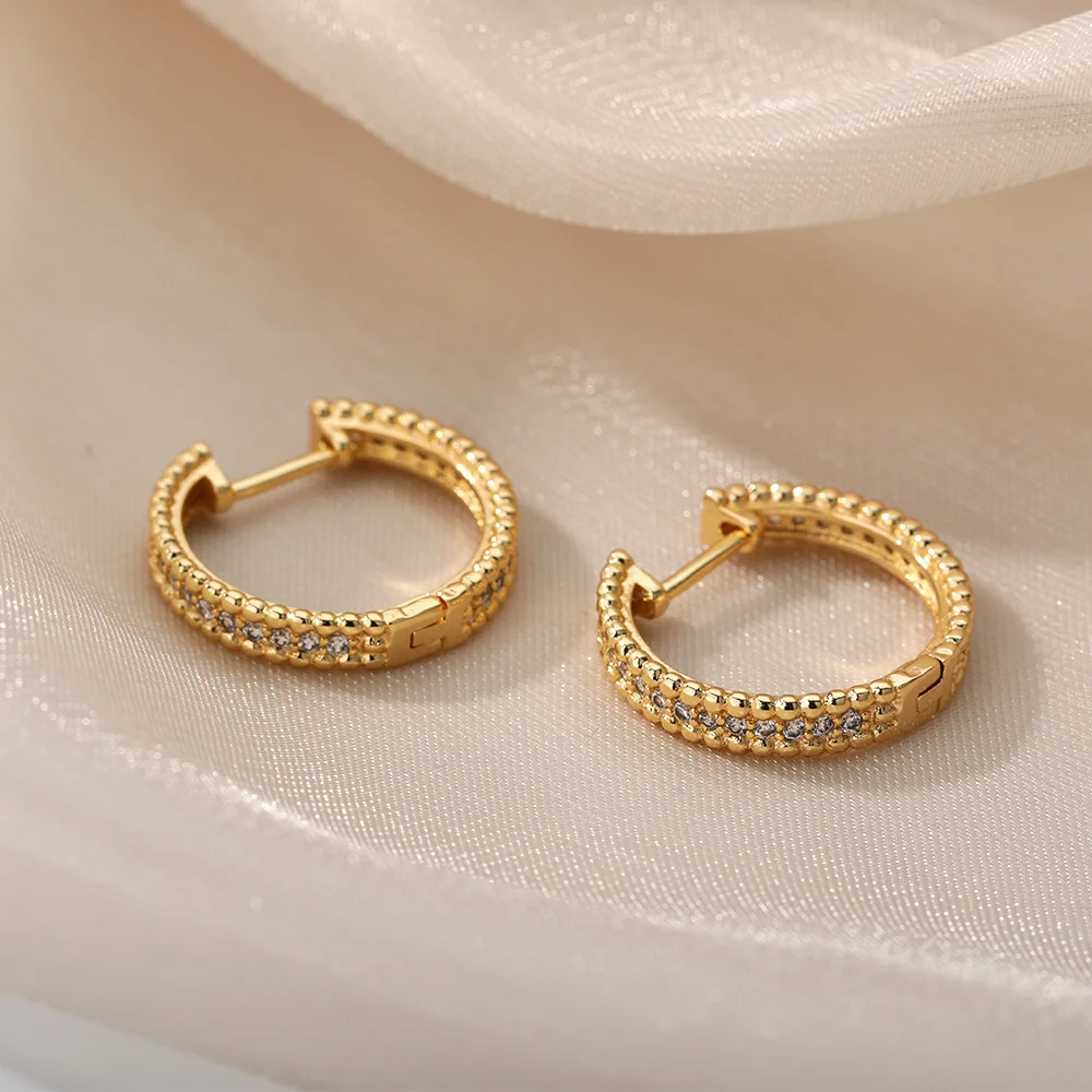 vintage Gold Hoop Earrings Sparkle