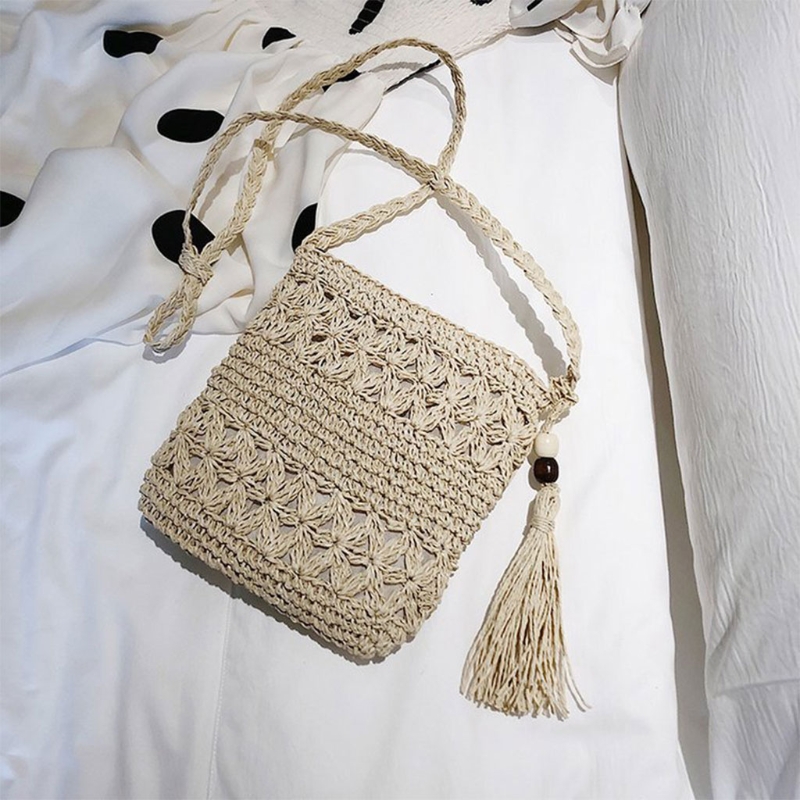 gypsy Woven Straw Messenger Bag