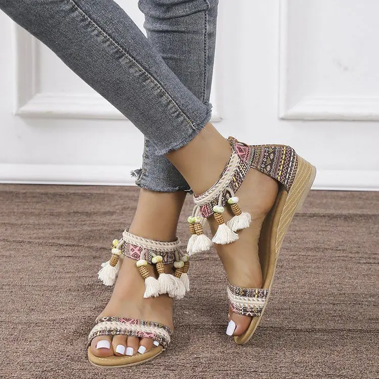 Colorful hippie Sandals with Tassels