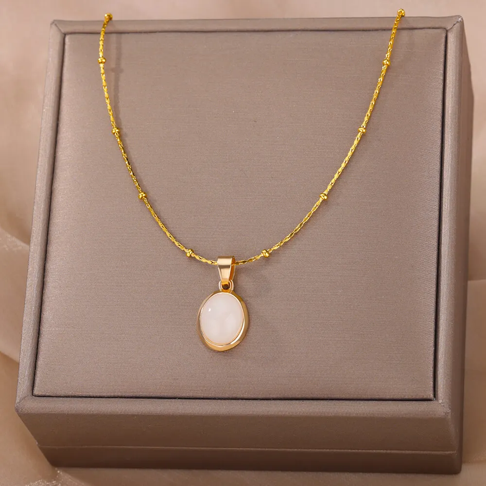 boho Green Opal Pendant Necklace