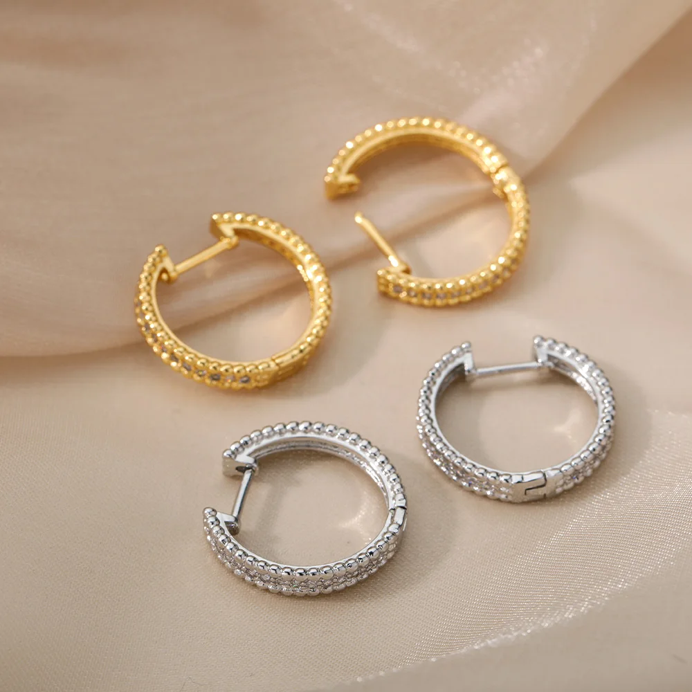 vintage Gold Hoop Earrings Sparkle