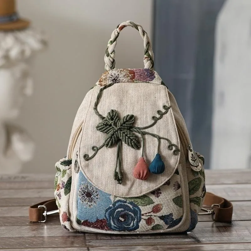 hippie Backpack Floral Canvas Design
