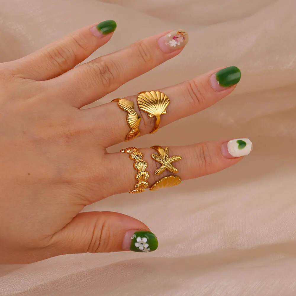 boho Shell Ring Gold Shine