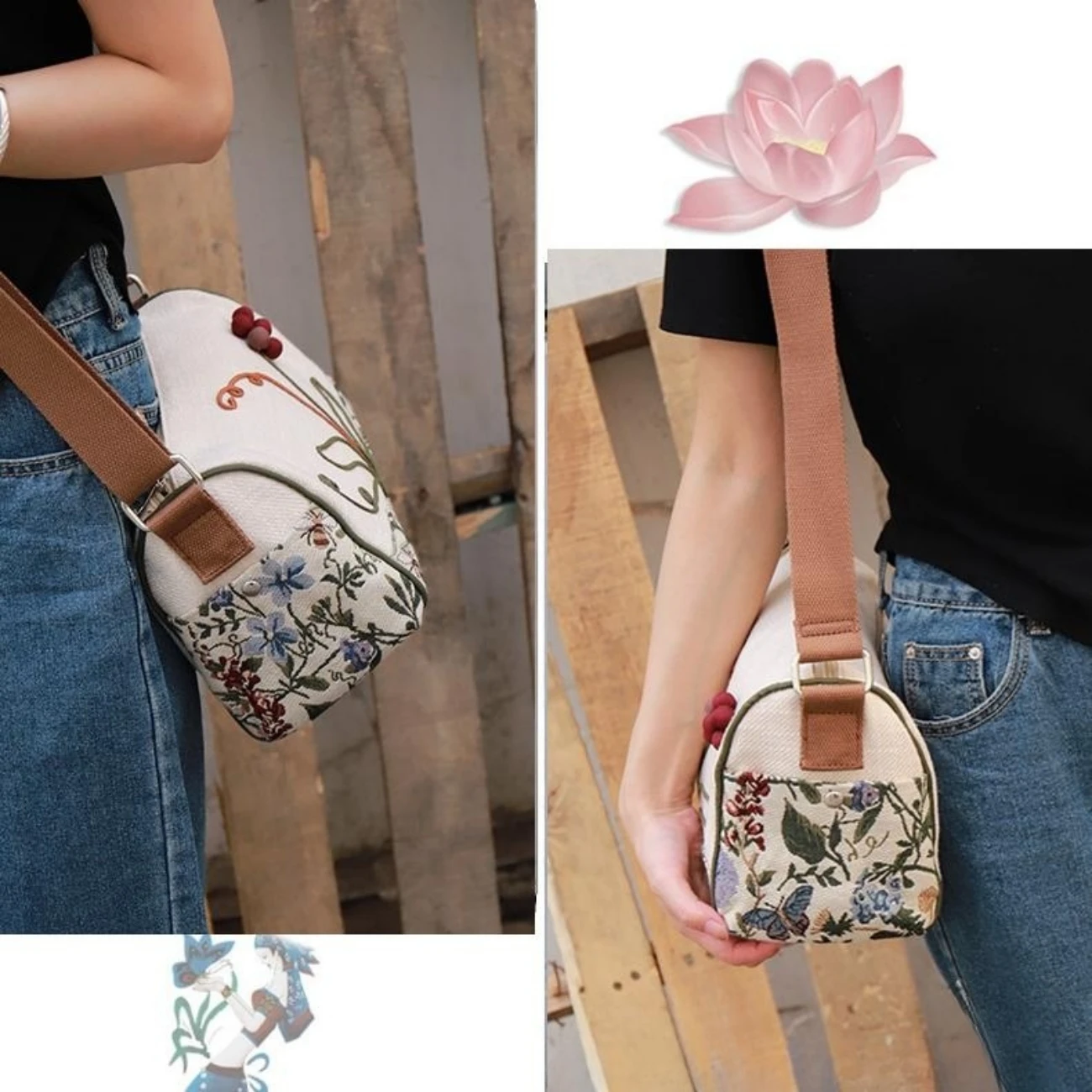 boho Bag Adjustable Floral Style