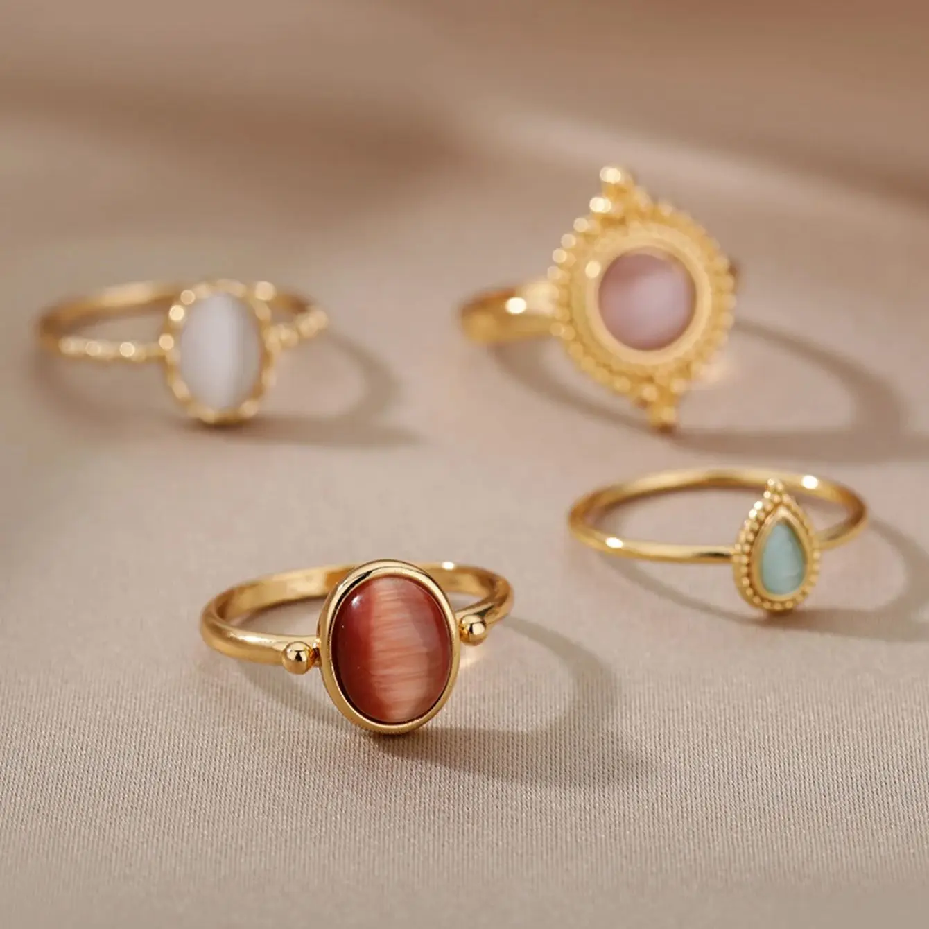vintage Opal Stainless Steel Ring