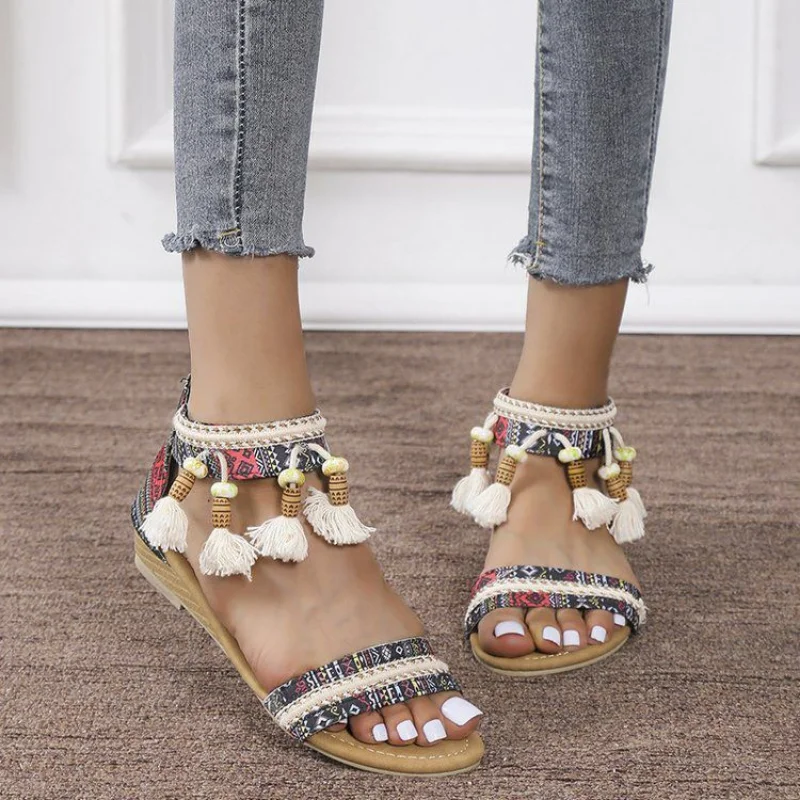 Colorful gypsy Sandals with Tassels