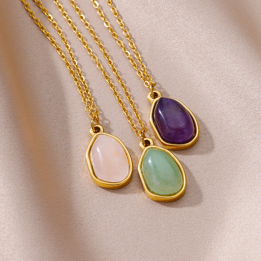 hippie Stone Pendant Necklace Women