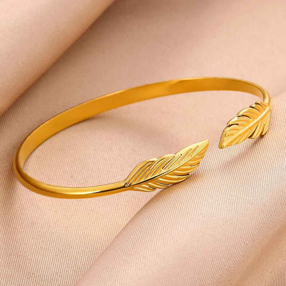 hippie Feather Bangle Bracelet