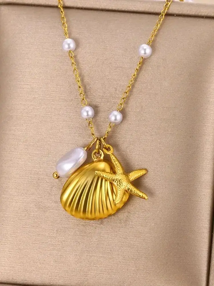 boho Shell Starfish Pearl Necklace