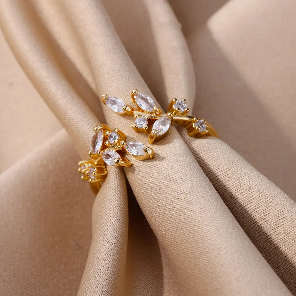 bohemian Leaf Ring Gold Stainless