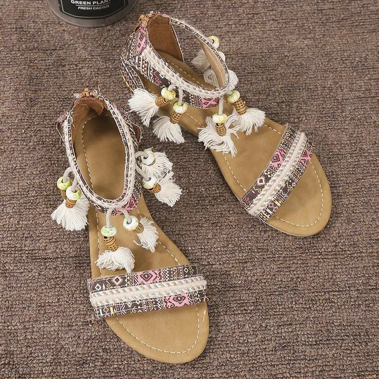 Colorful boho Sandals with Tassels