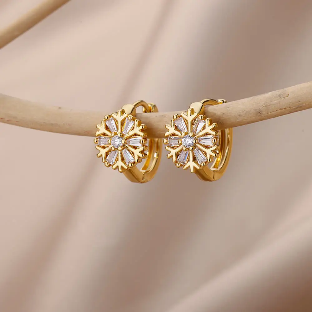 boho Snowflake Gold Earrings
