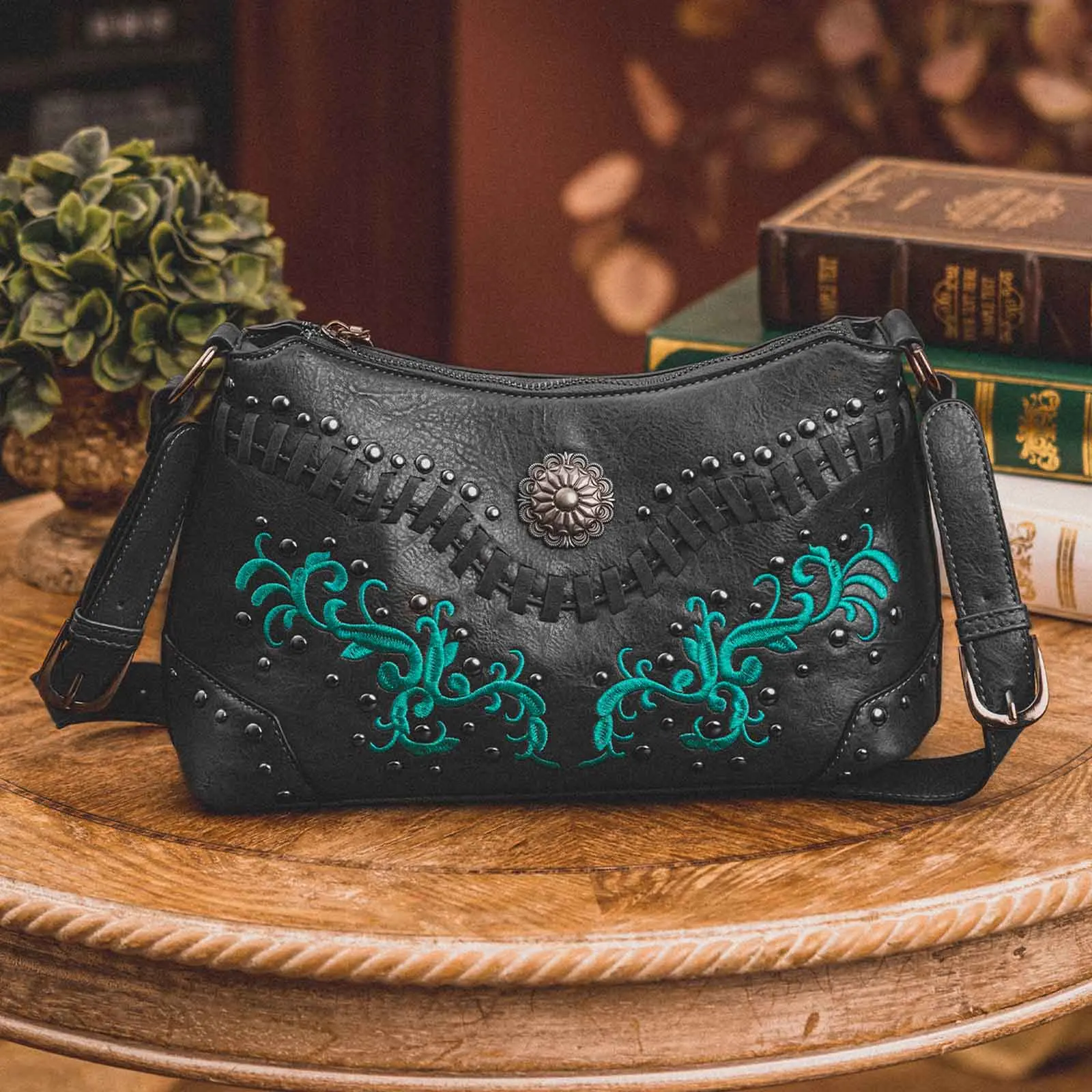 vintage Bag Embroidered Leather Tote