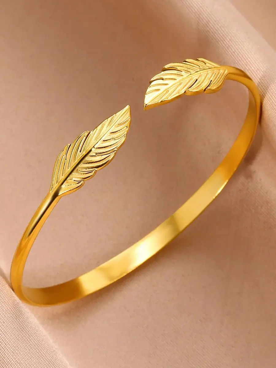 bohemian Feather Bangle Bracelet