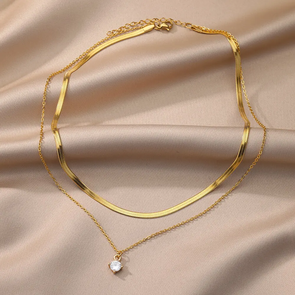 hippie Layered Crystal Necklace