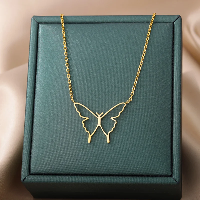 hippie Butterfly Pendant Necklace