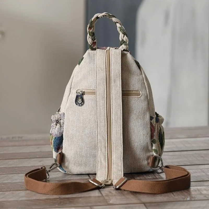 vintage Backpack Floral Canvas Design