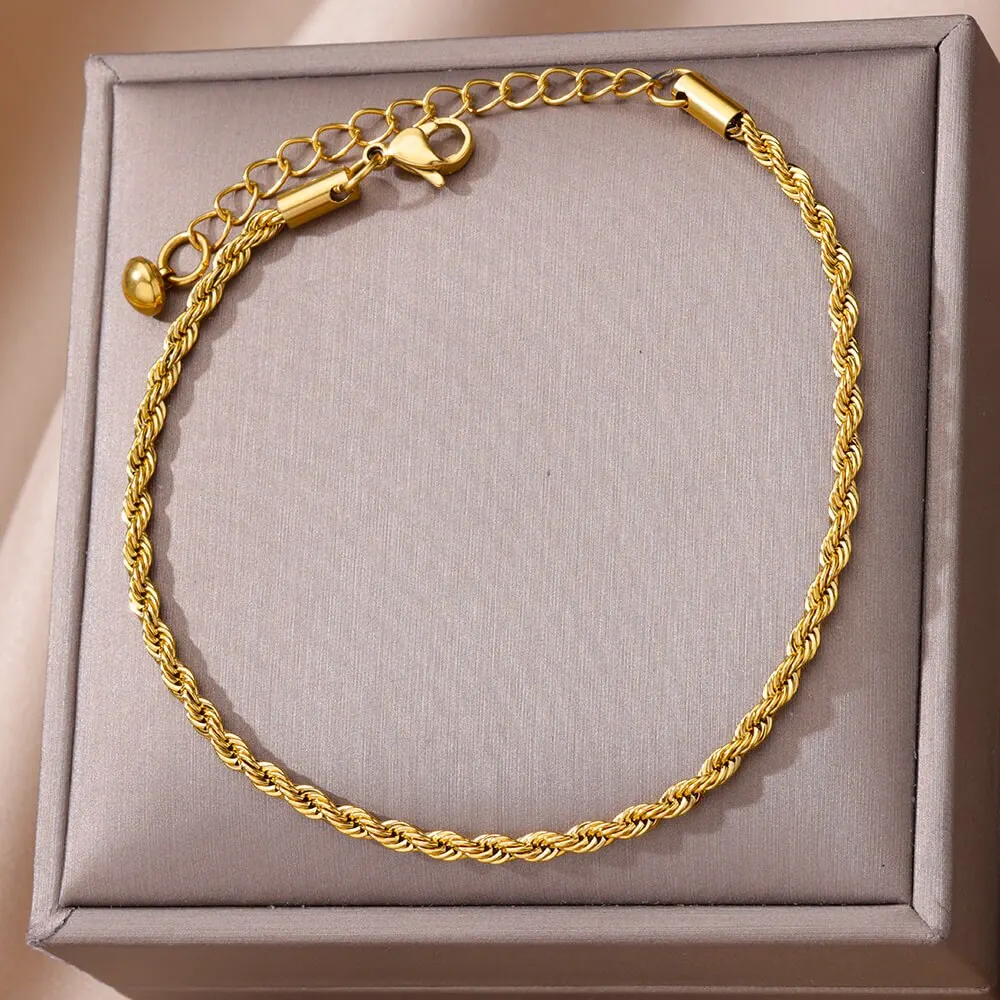 boho Twist Gold Chain Anklet