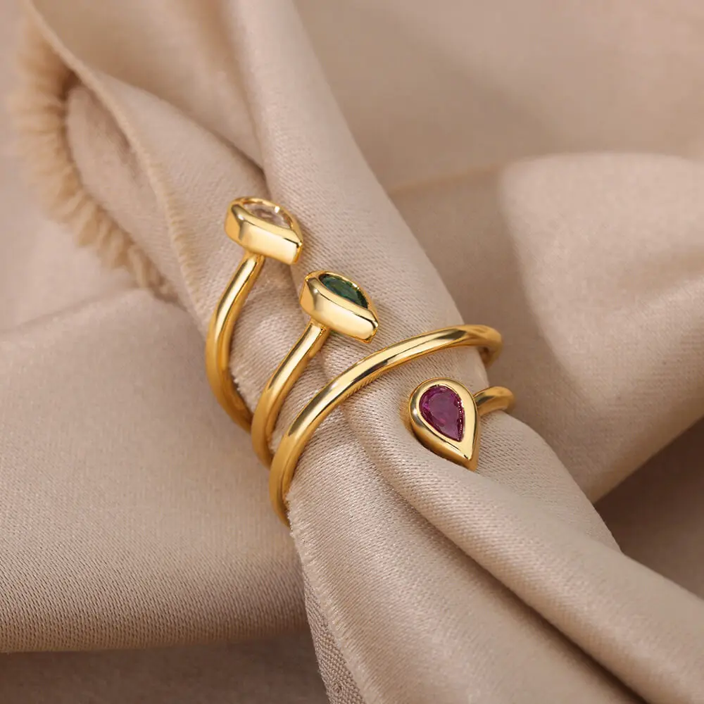 vintage Waterdrop Crystal Ring