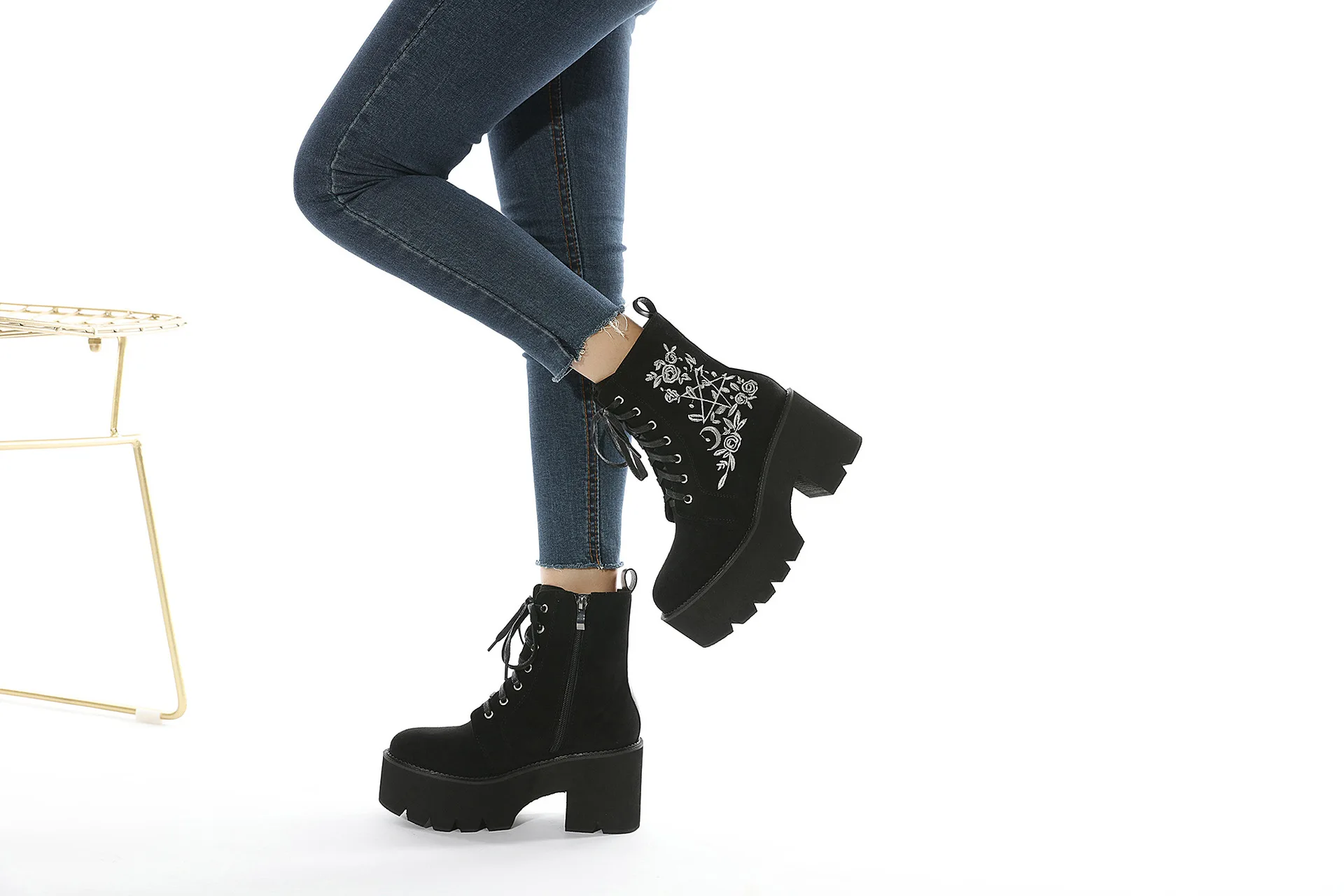 vintage Flower Platform Boots