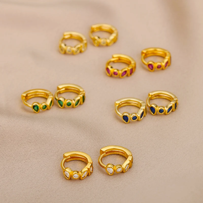 vintage Green Zircon Hoop Earrings