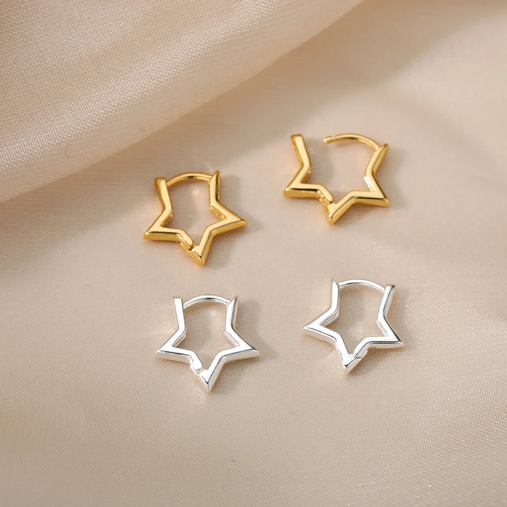 hippie Gold Star Hoop Earrings