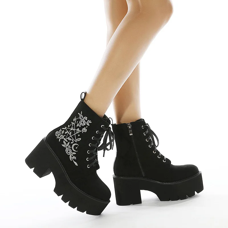 bohemian Flower Platform Boots