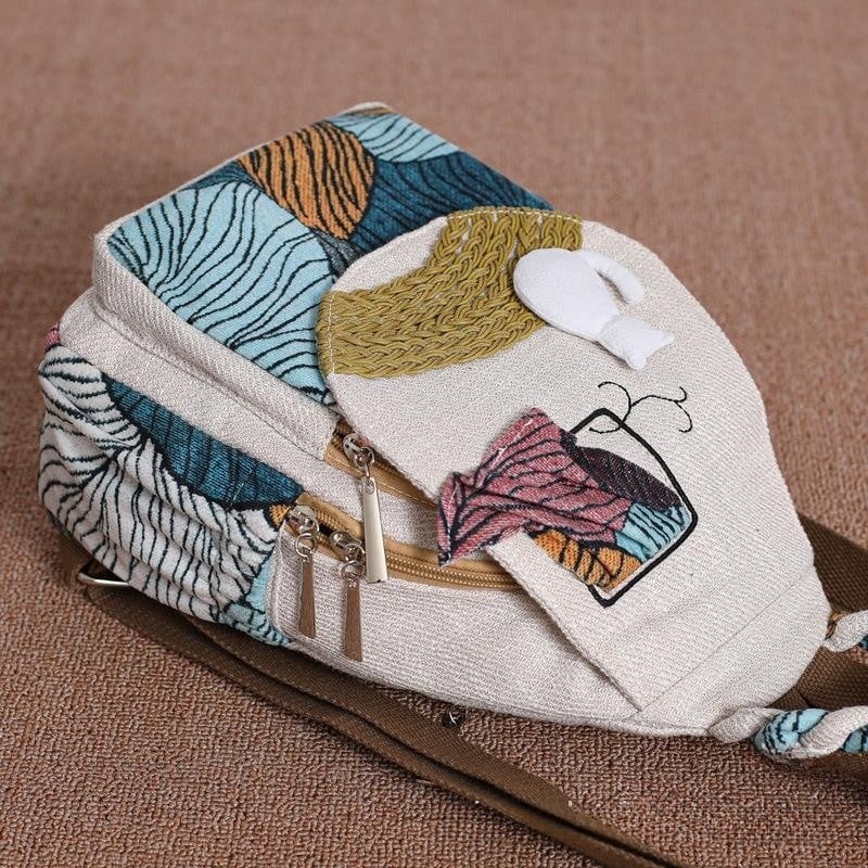 Colorful boho Backpack Cat Design