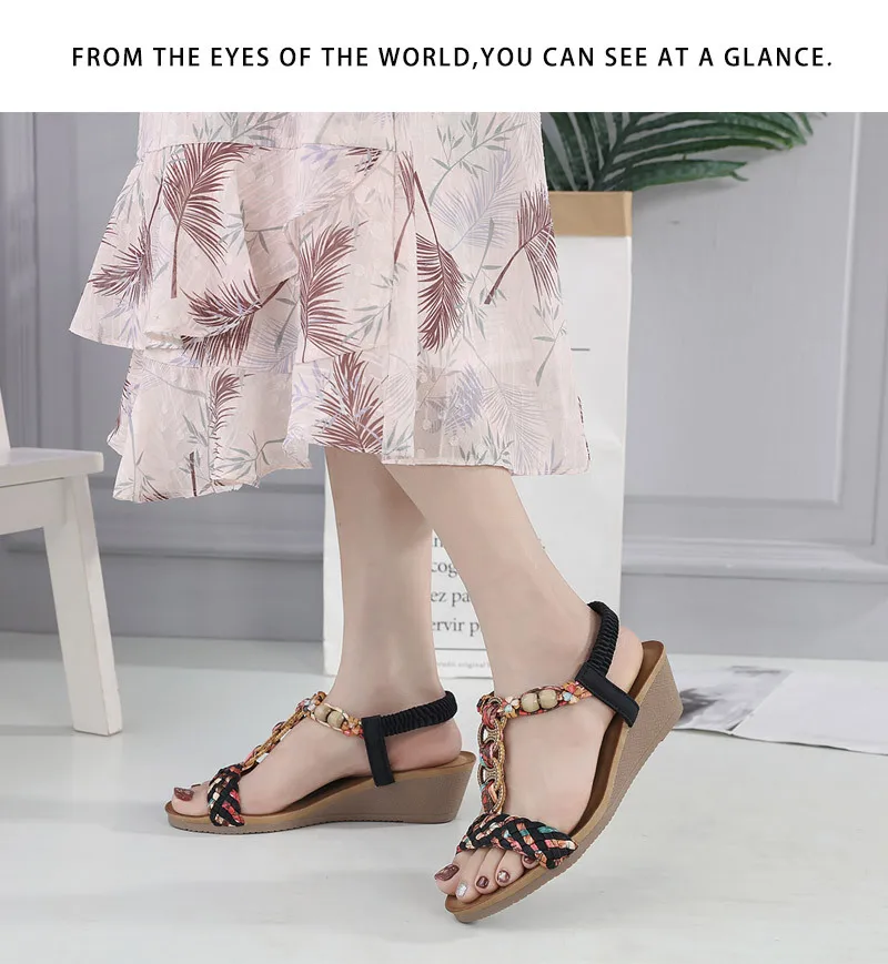 bohemian Wedge Sandals for Women