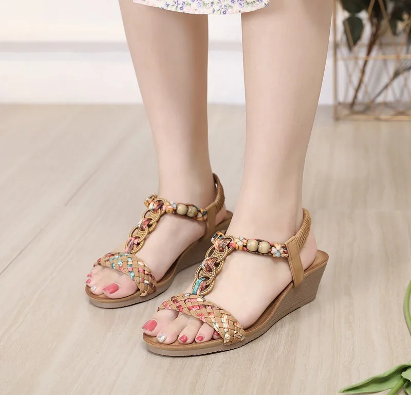 bohemian Wedge Sandals for Women