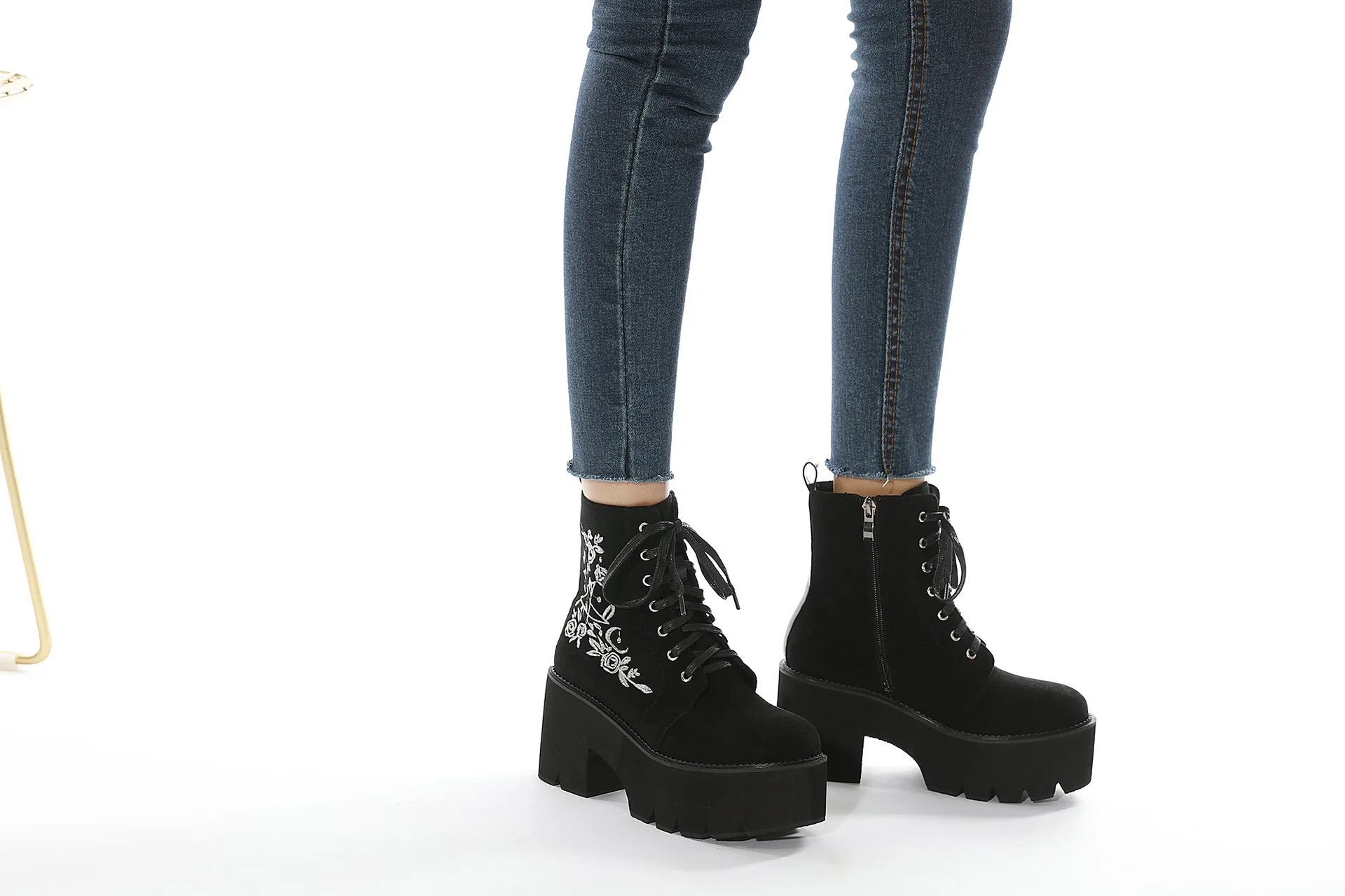 hippie Flower Platform Boots
