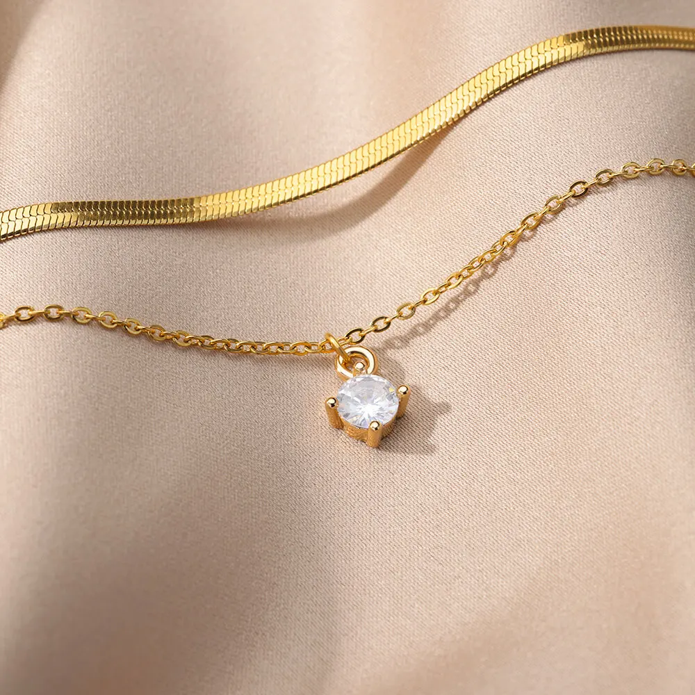 boho Layered Crystal Necklace