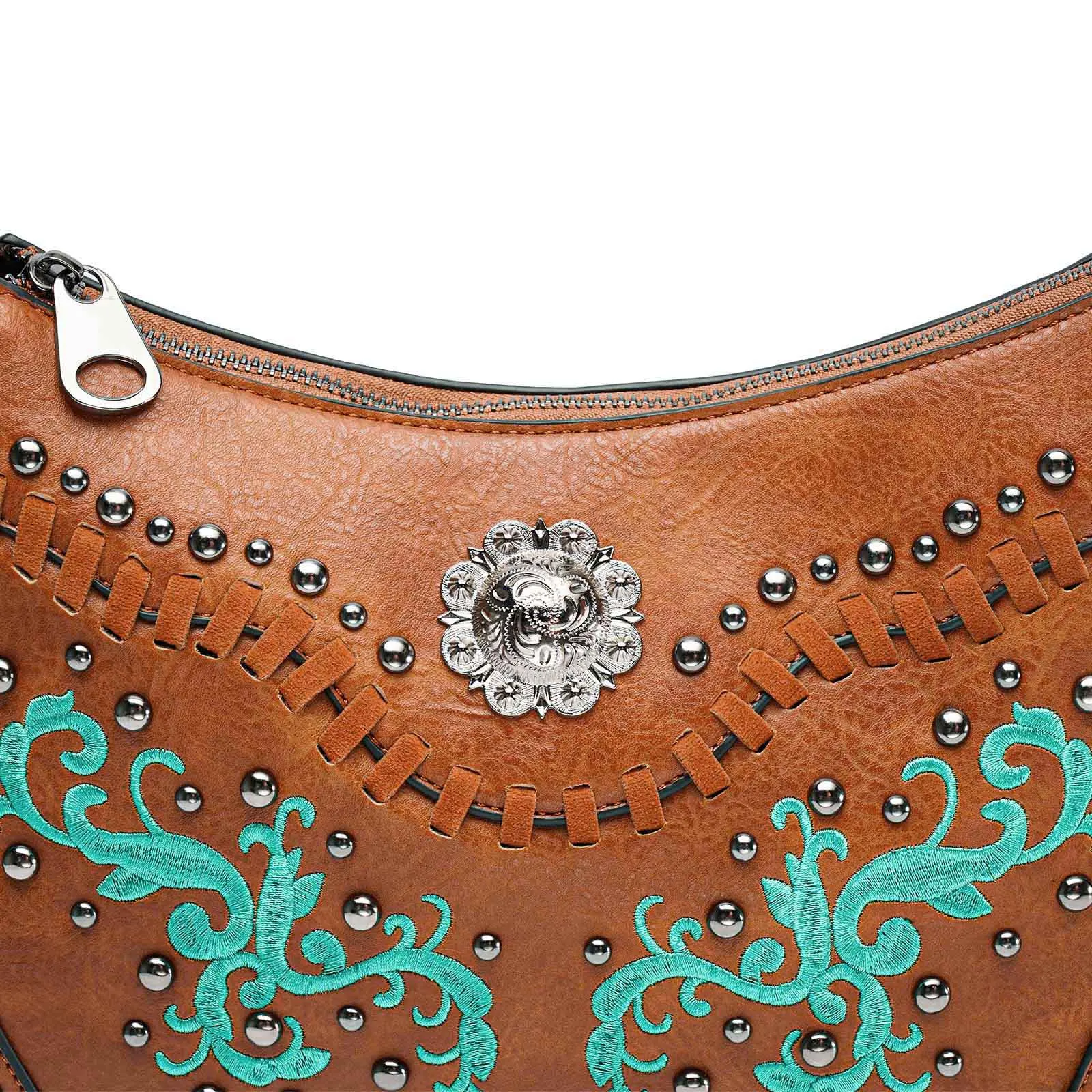 vintage Bag Embroidered Leather Tote