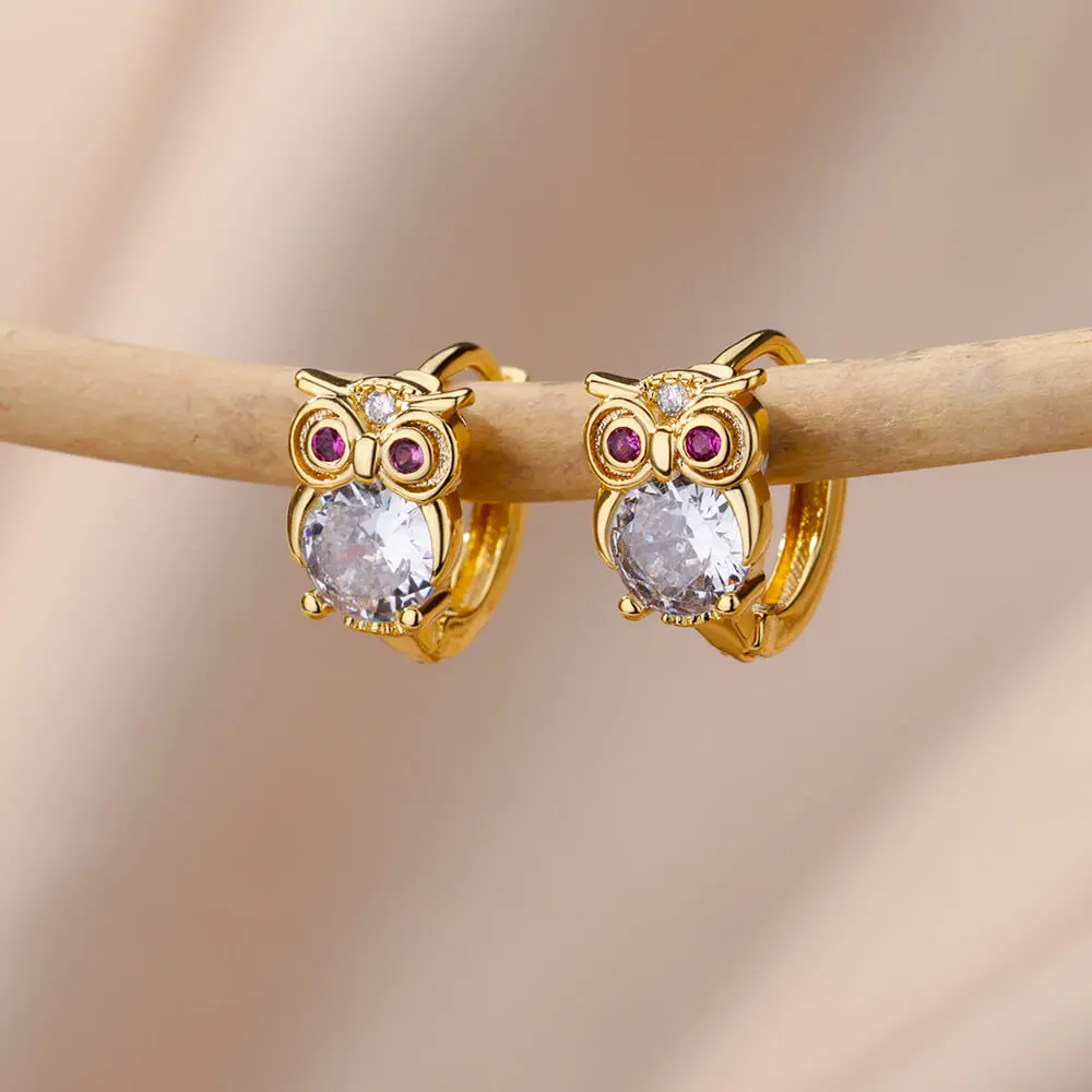 boho Owl Hoop Earrings Women