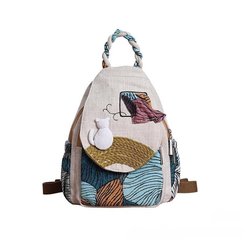 Colorful boho Backpack Cat Design