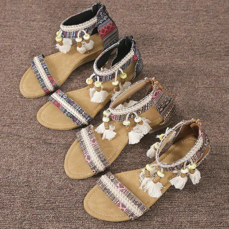 Colorful bohemian Sandals with Tassels